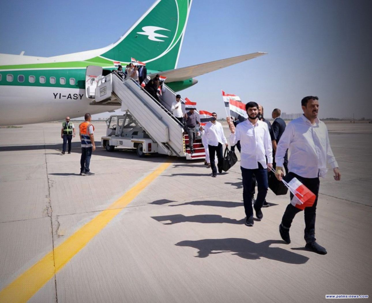 وصول المواطنين العراقيين الذين تم الإفراج عنهم من قبل الجانب السعودي إلى بغداد.